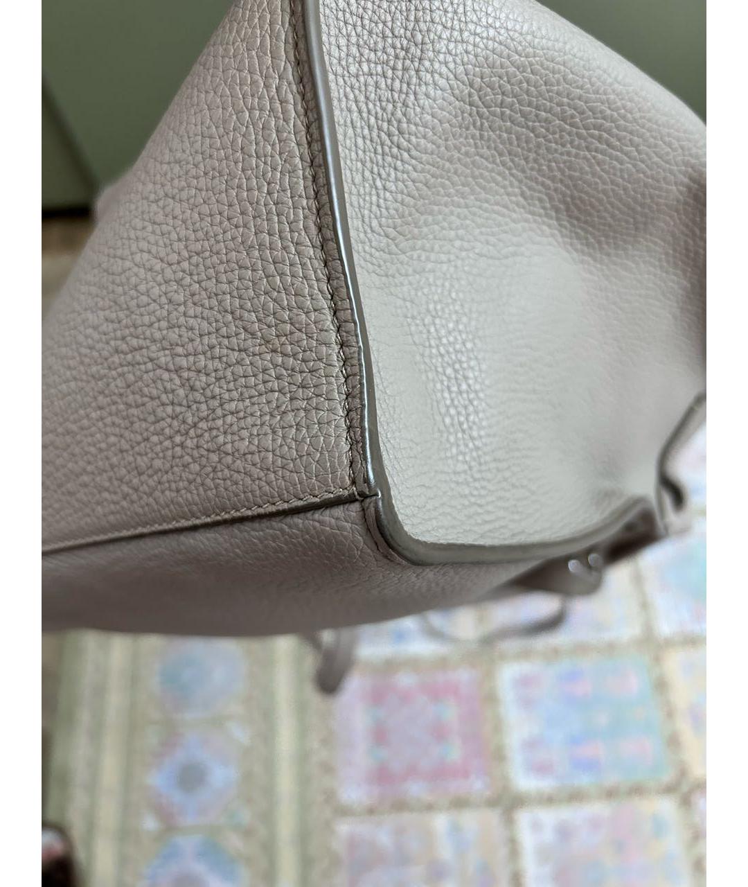 CELINE Бежевая кожаная сумка тоут, фото 5