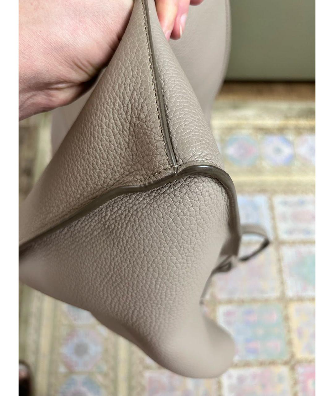 CELINE Бежевая кожаная сумка тоут, фото 8