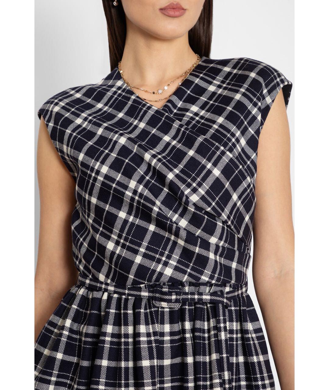 CHRISTIAN DIOR Темно-синее шерстяное повседневное платье, фото 4