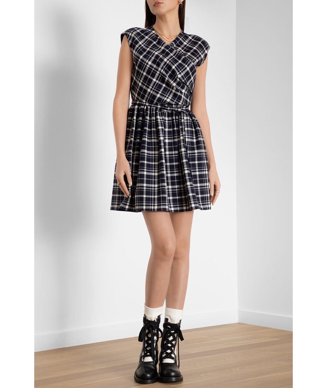 CHRISTIAN DIOR Темно-синее шерстяное повседневное платье, фото 5