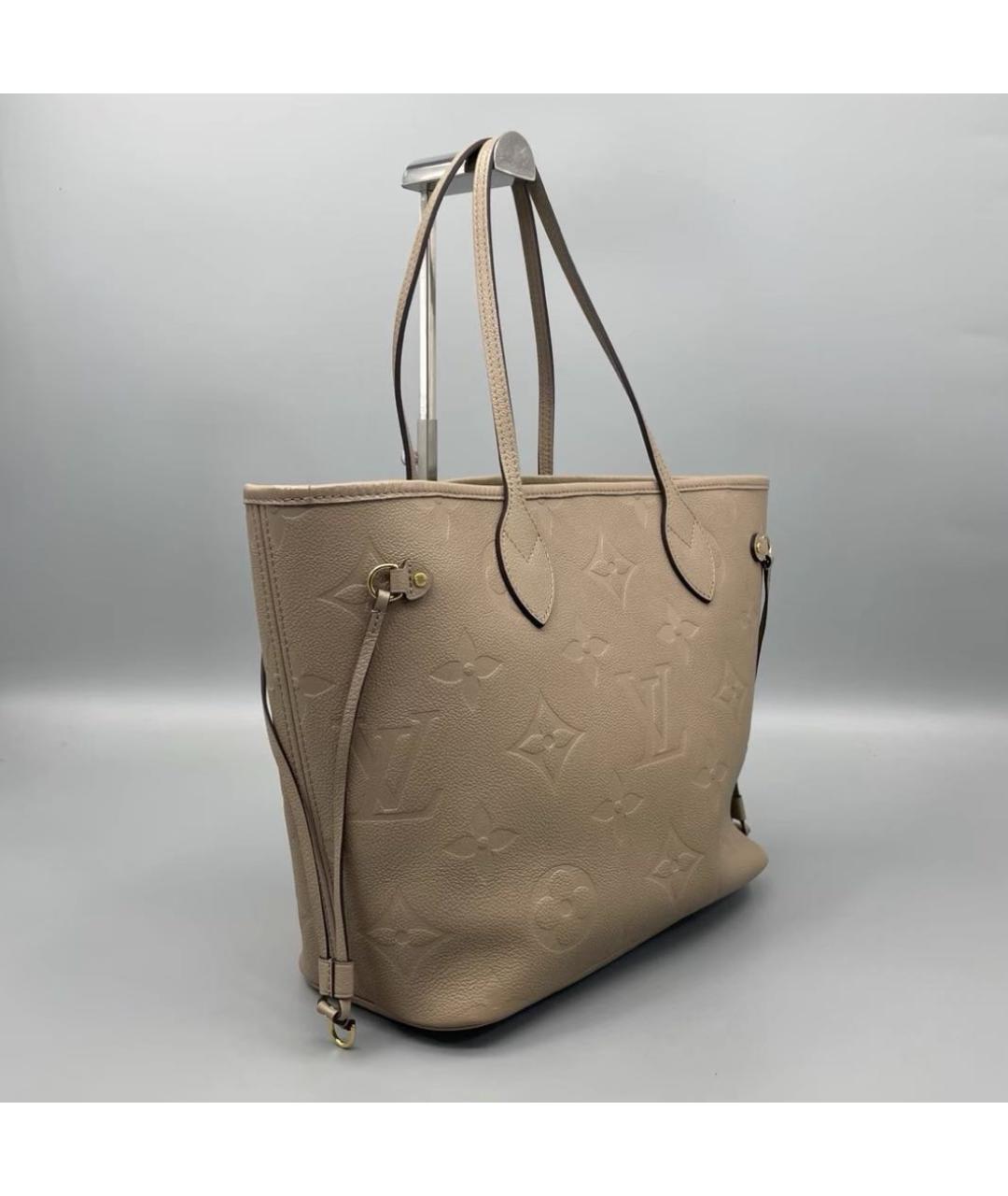 LOUIS VUITTON Бежевая кожаная сумка тоут, фото 3