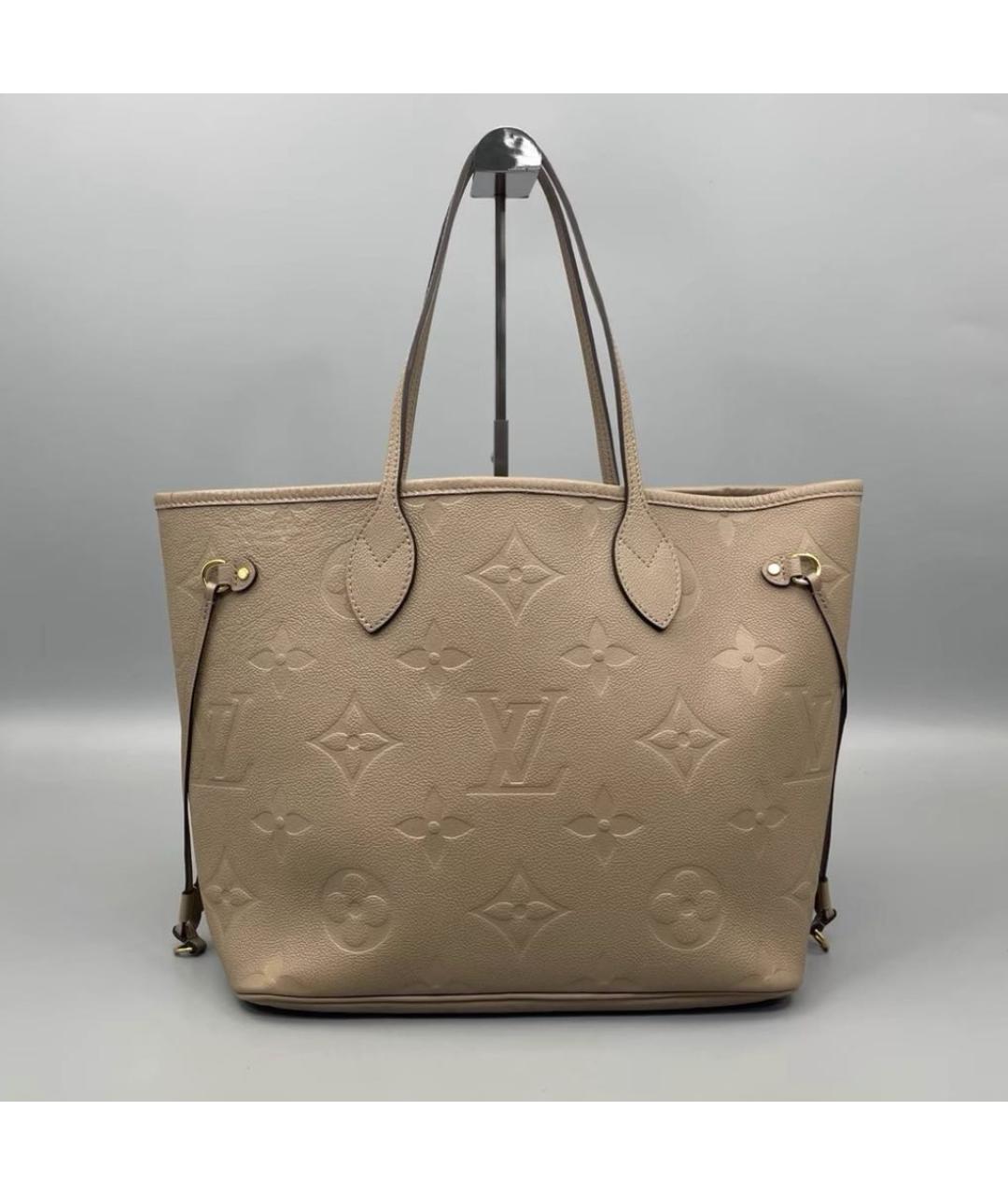 LOUIS VUITTON Бежевая кожаная сумка тоут, фото 5