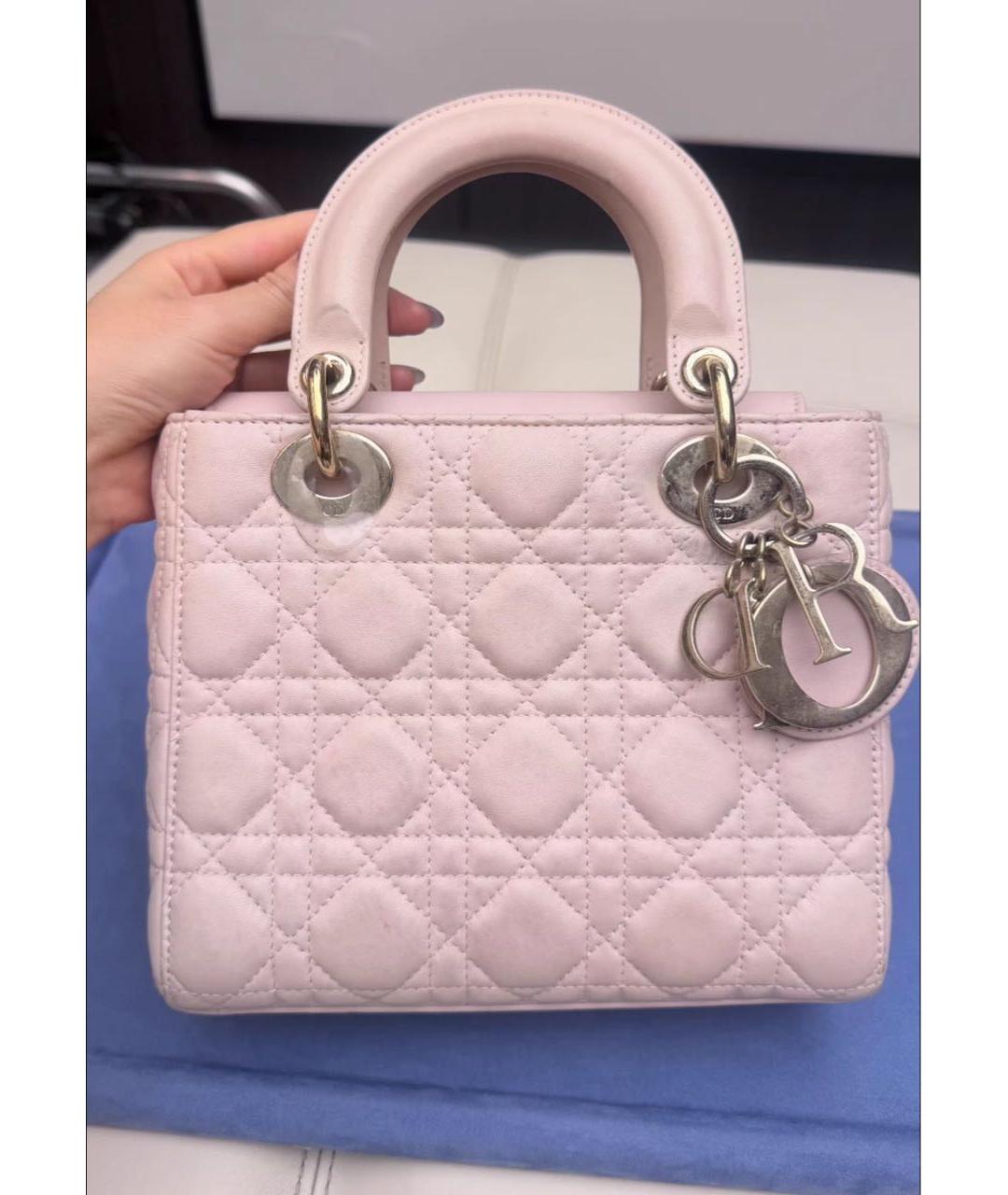 CHRISTIAN DIOR Розовая кожаная сумка с короткими ручками, фото 4