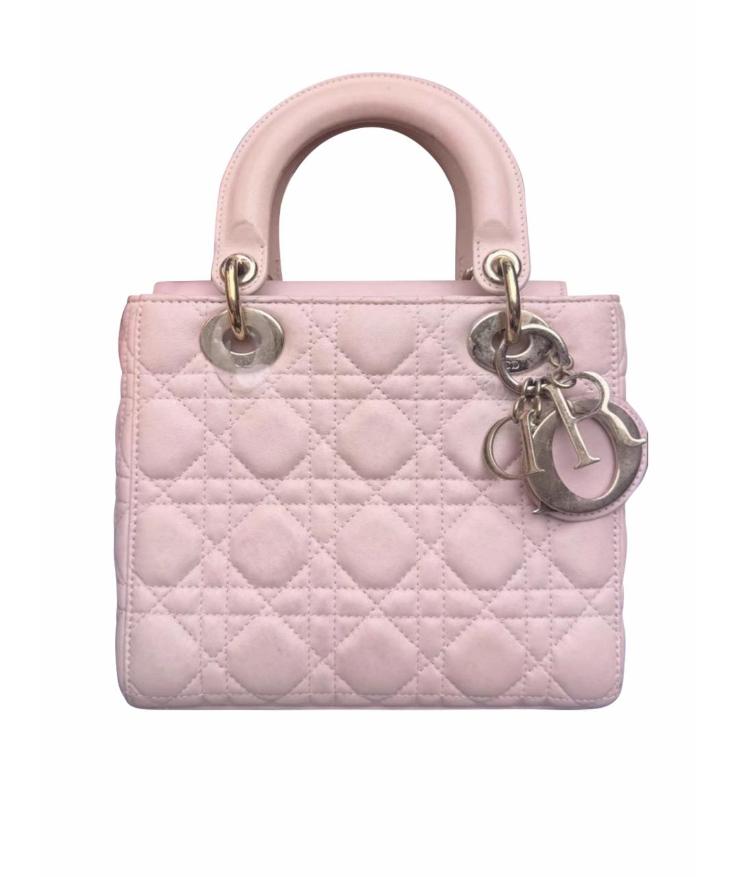CHRISTIAN DIOR Розовая кожаная сумка с короткими ручками, фото 1