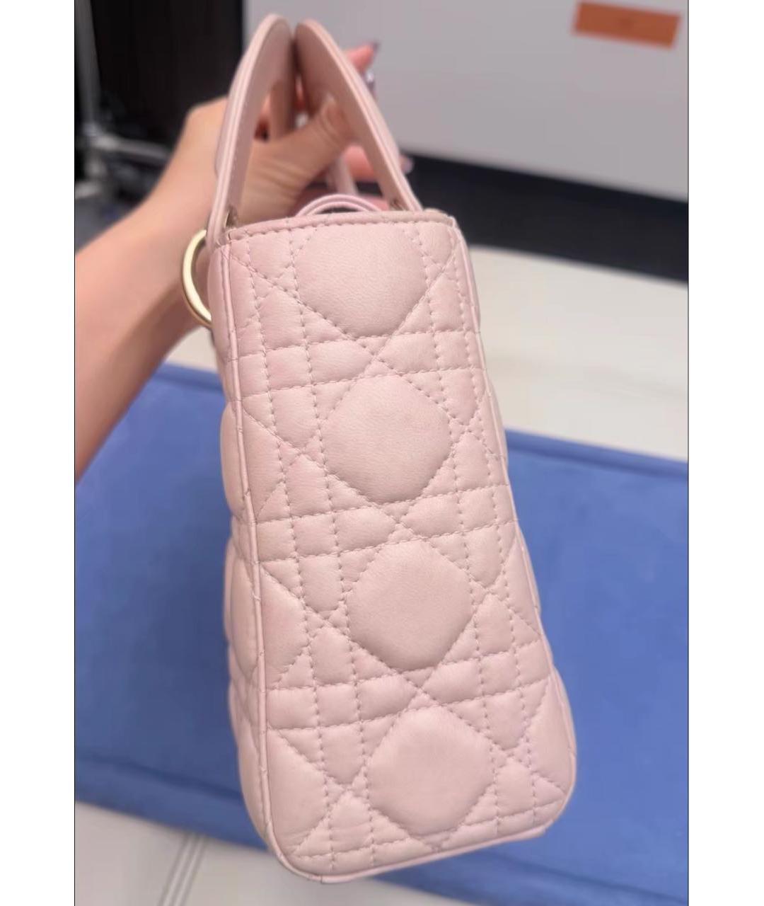 CHRISTIAN DIOR Розовая кожаная сумка с короткими ручками, фото 3