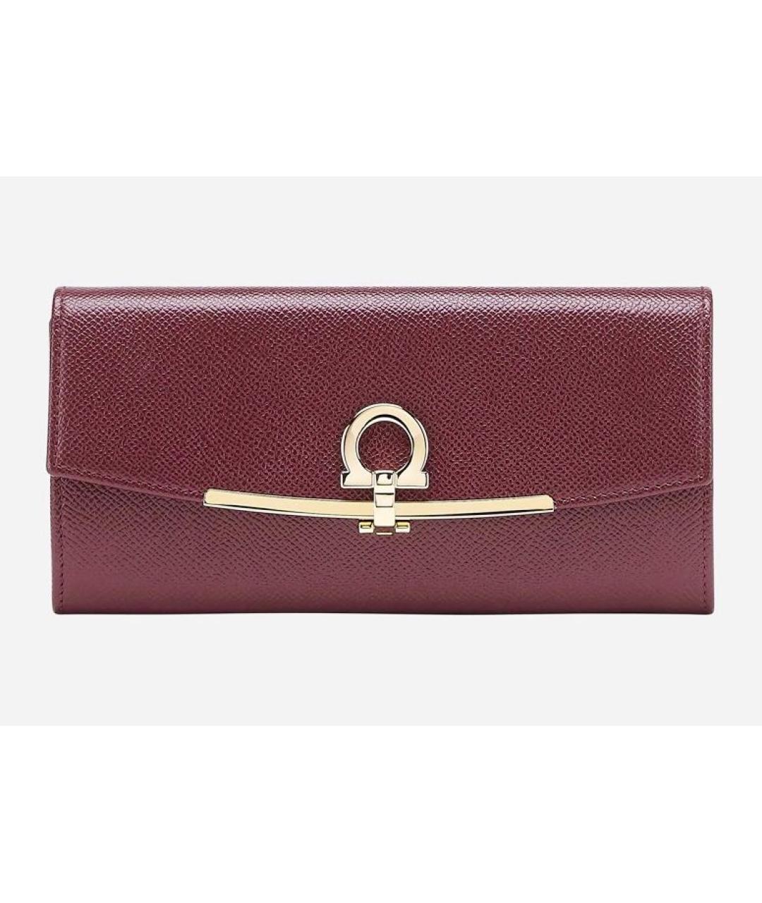 FERRAGAMO Бордовый кожаный кошелек, фото 9