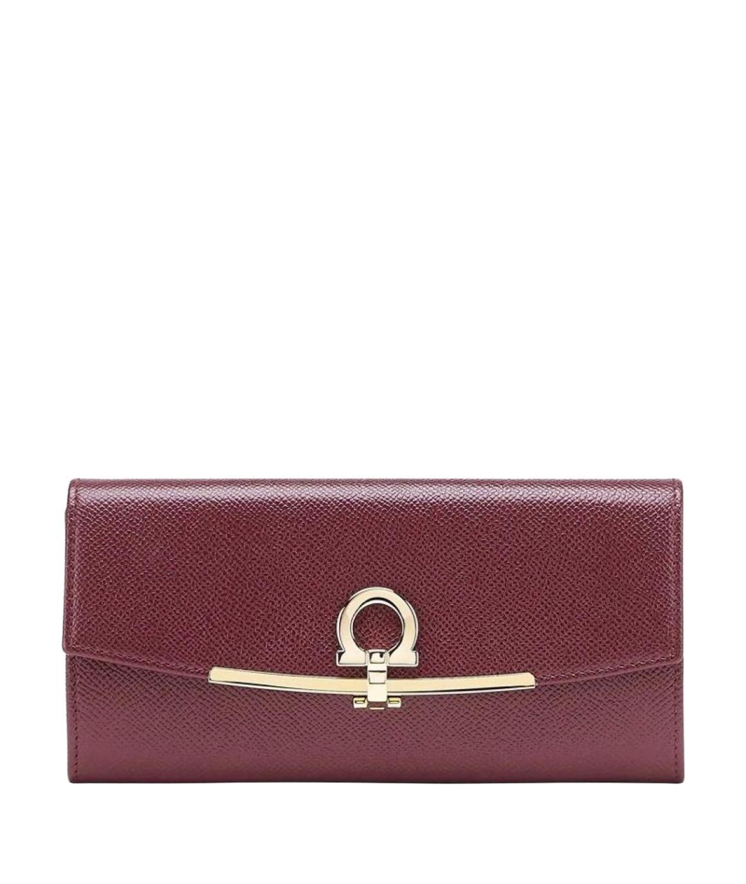FERRAGAMO Бордовый кожаный кошелек, фото 1