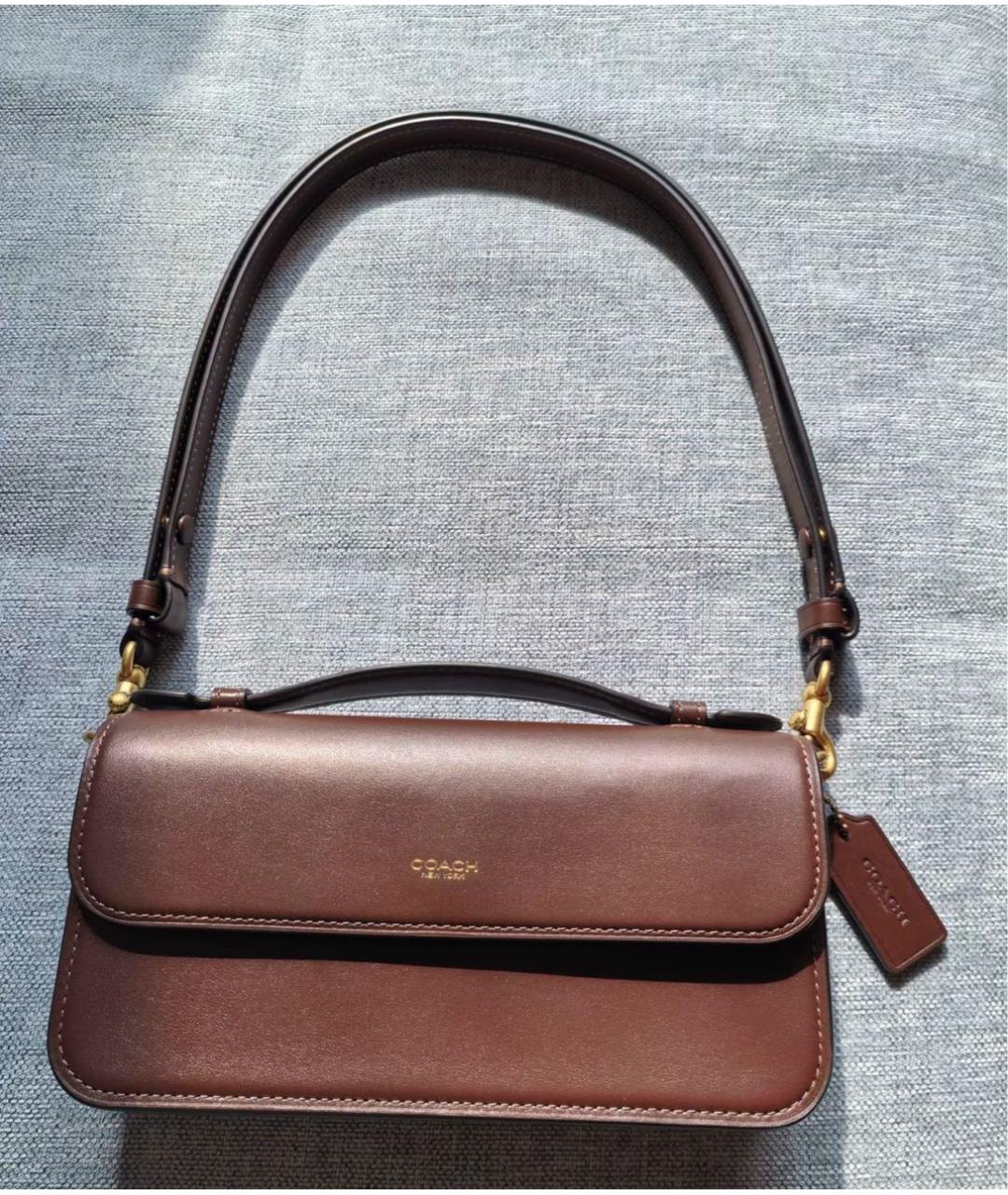 COACH Коричневая кожаная сумка через плечо, фото 7