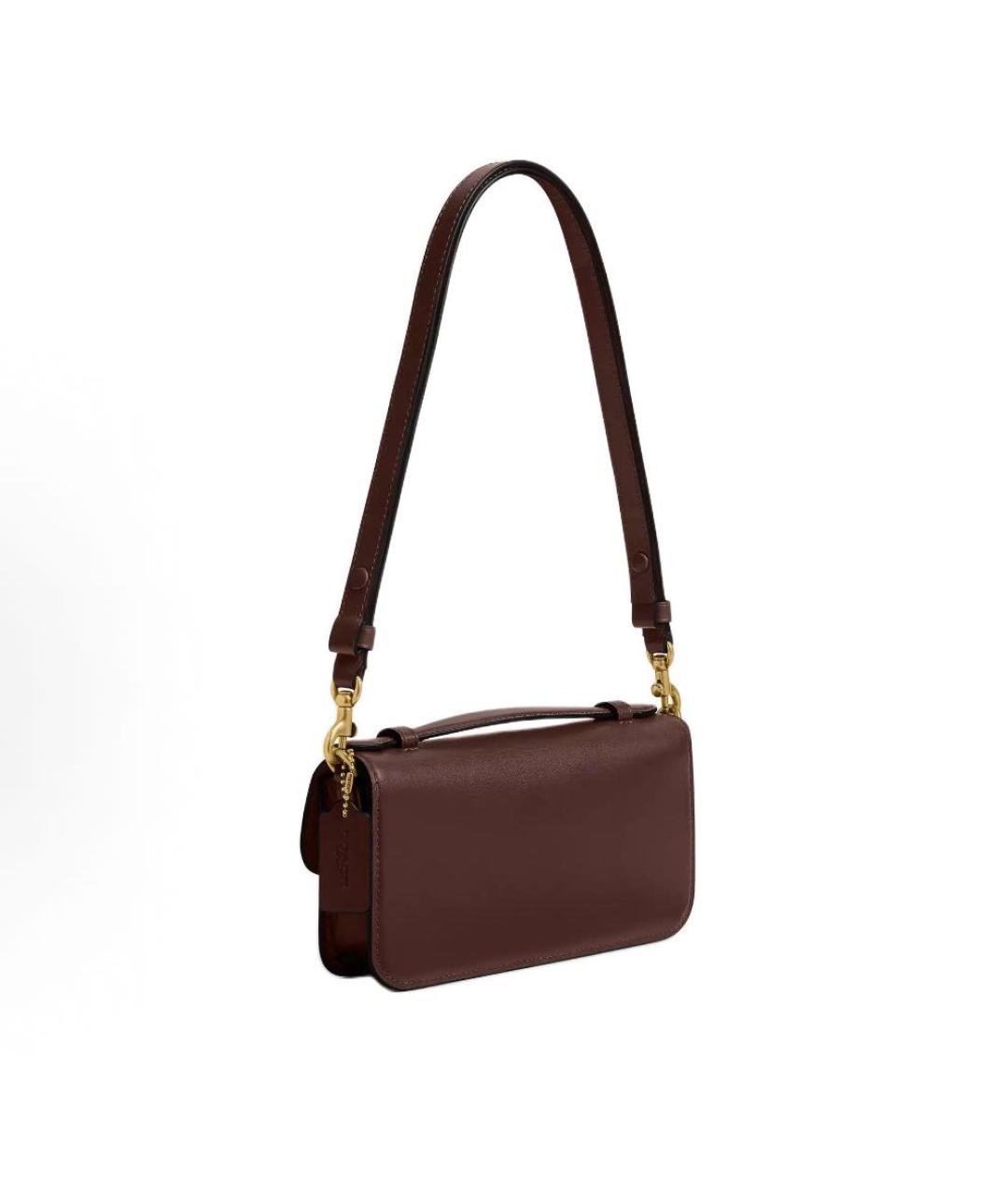 COACH Коричневая кожаная сумка через плечо, фото 2