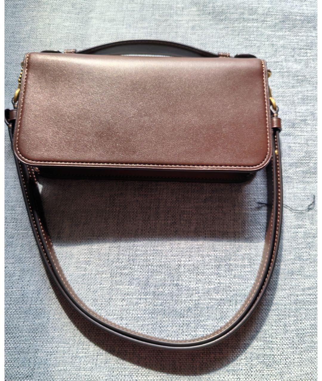 COACH Коричневая кожаная сумка через плечо, фото 8