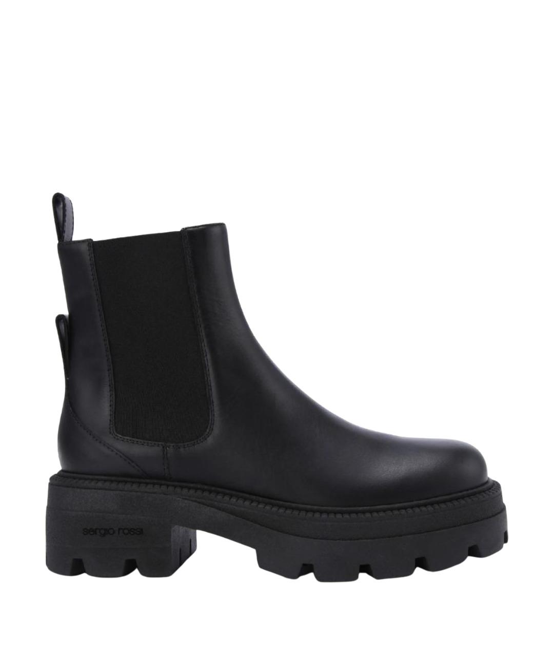 SERGIO ROSSI Черные кожаные ботинки, фото 1
