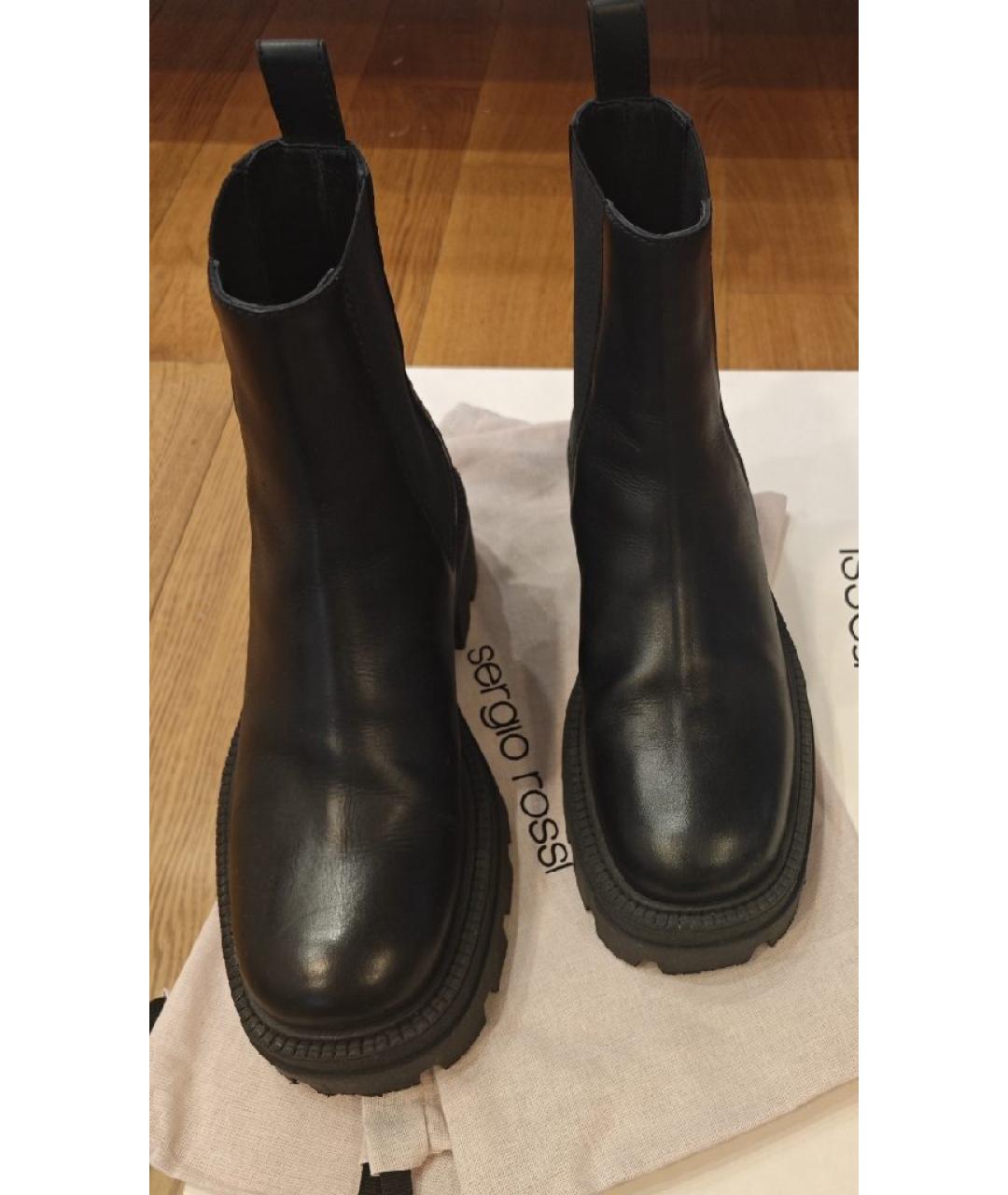 SERGIO ROSSI Черные кожаные ботинки, фото 6