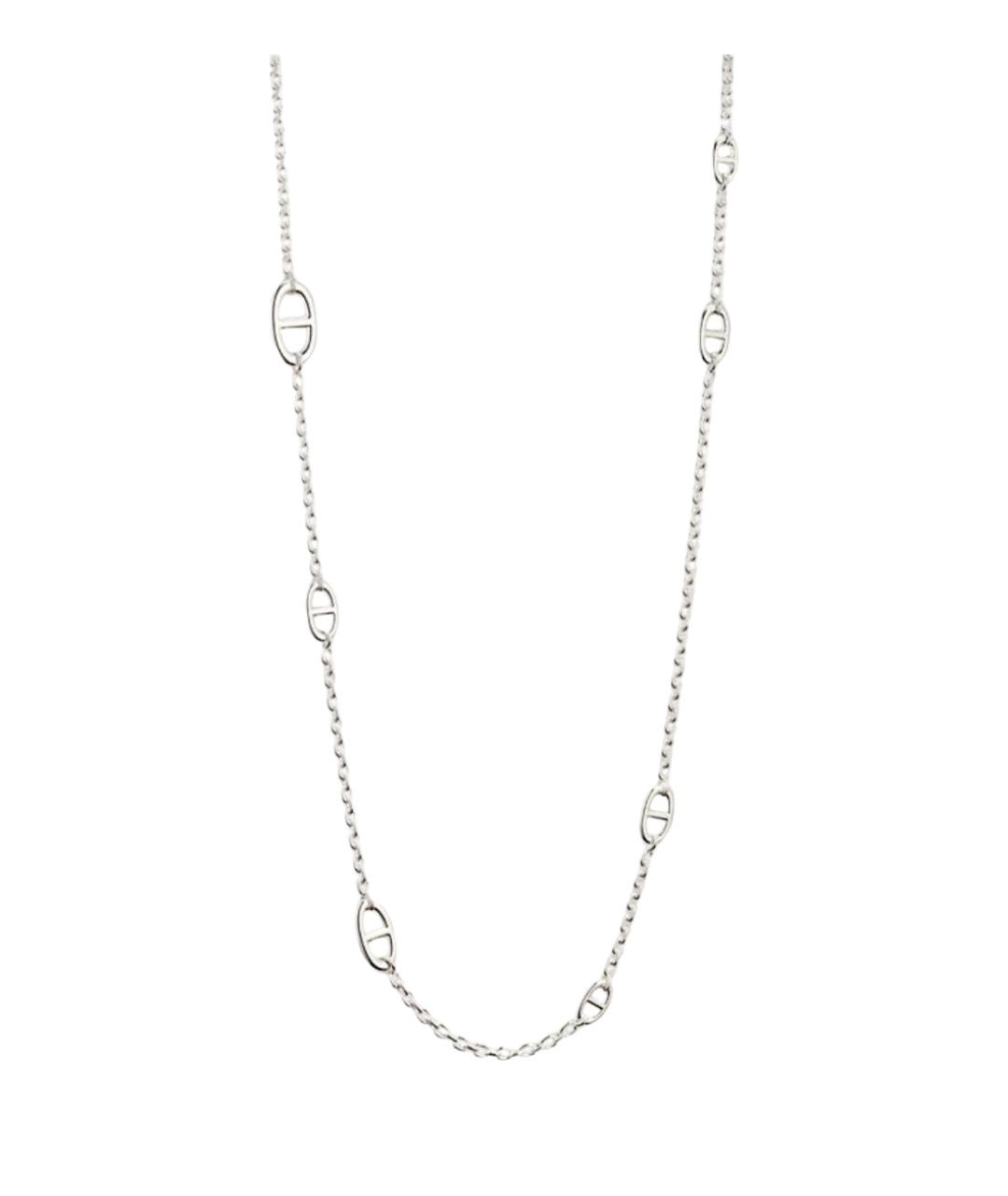 HERMES Белое серебряное колье, фото 1