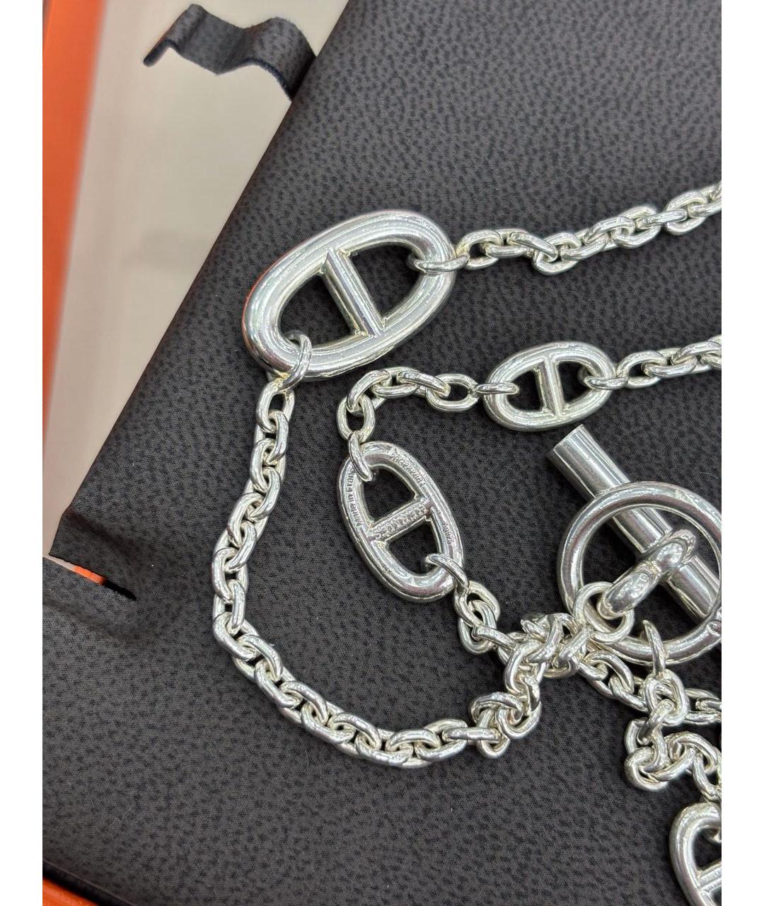 HERMES Белое серебряное колье, фото 5