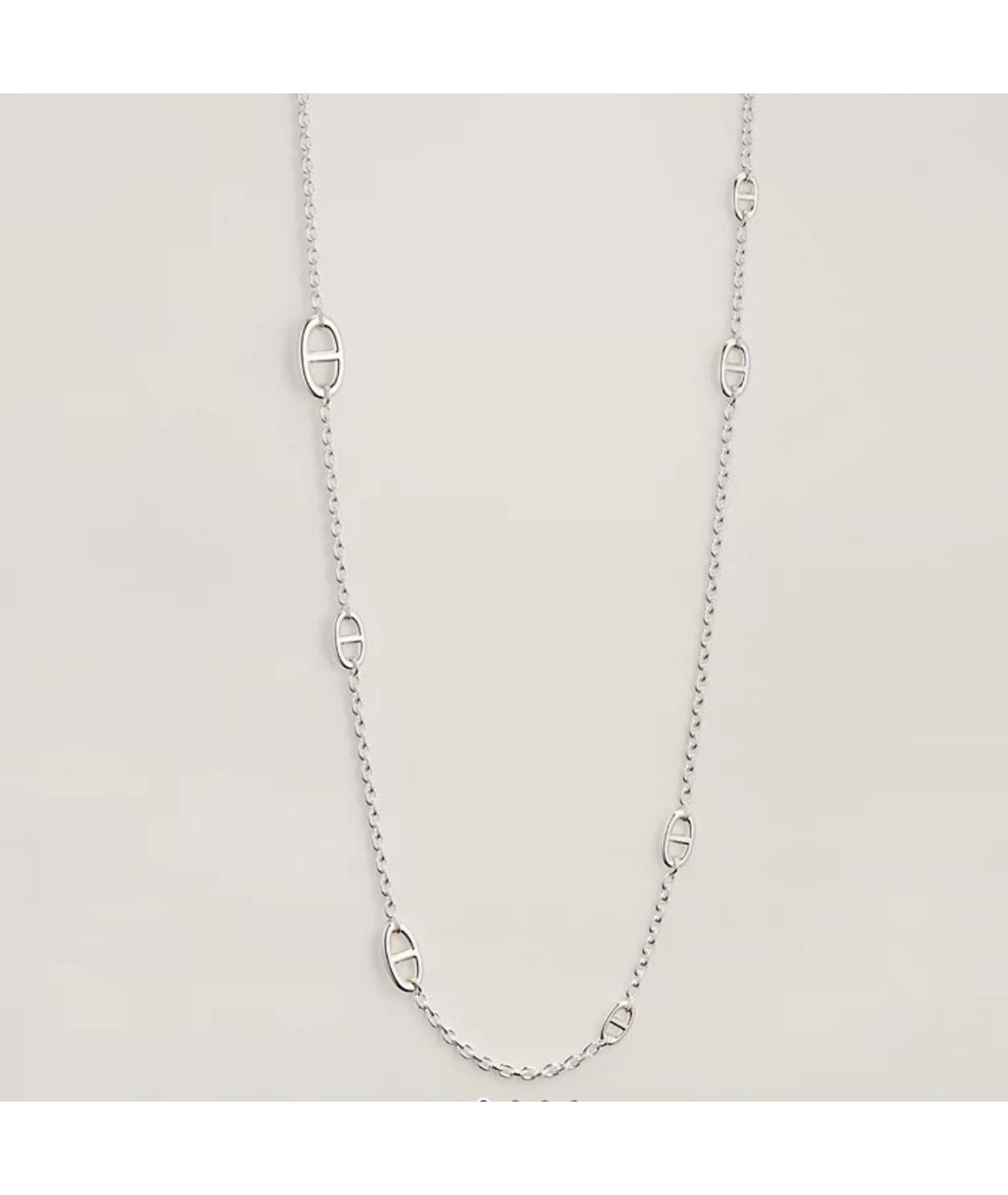 HERMES Белое серебряное колье, фото 6