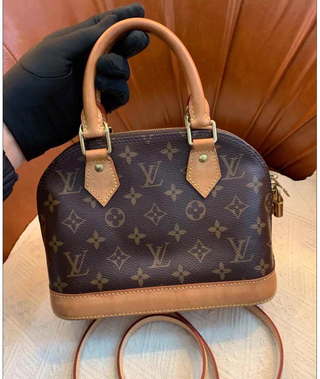 LOUIS VUITTON Коричневая кожаная сумка с короткими ручками, фото 2