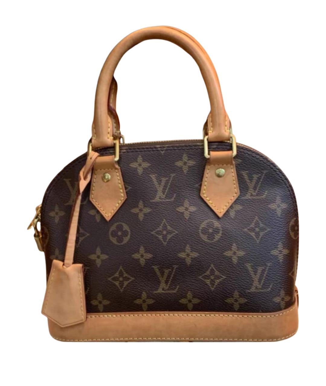 LOUIS VUITTON Коричневая кожаная сумка с короткими ручками, фото 1