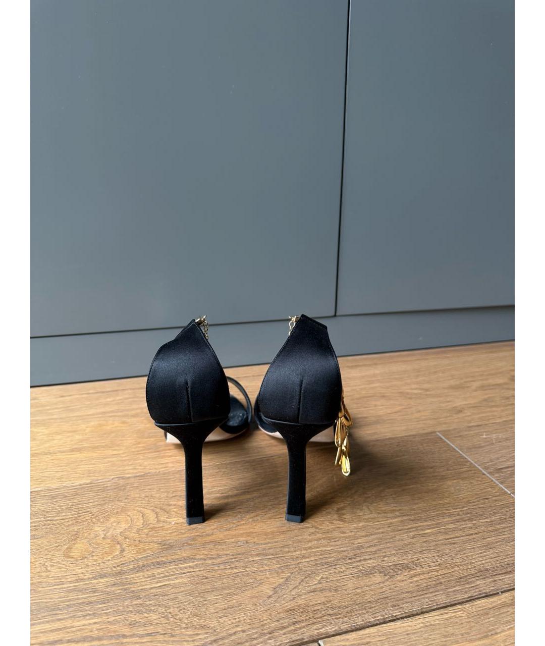 MANOLO BLAHNIK Черные текстильные босоножки, фото 3