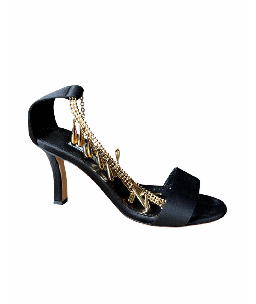 MANOLO BLAHNIK Черные текстильные босоножки, фото 1