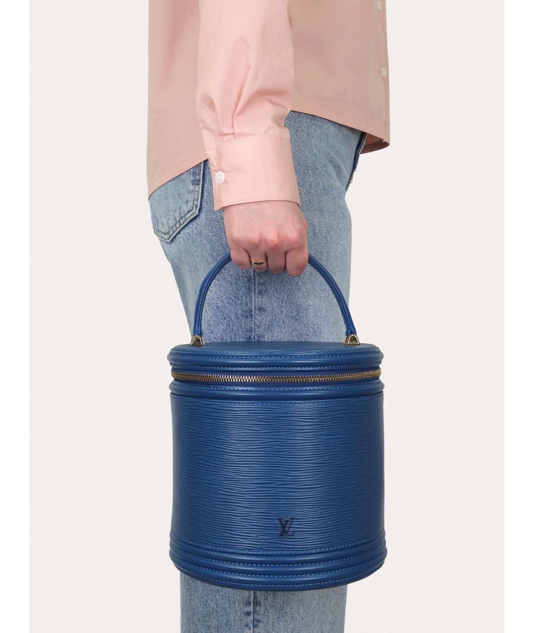 LOUIS VUITTON Синяя кожаная сумка с короткими ручками, фото 8