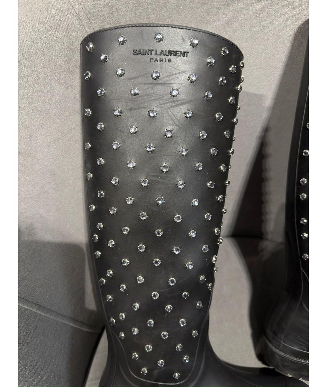 SAINT LAURENT Черные резиновые сапоги, фото 8
