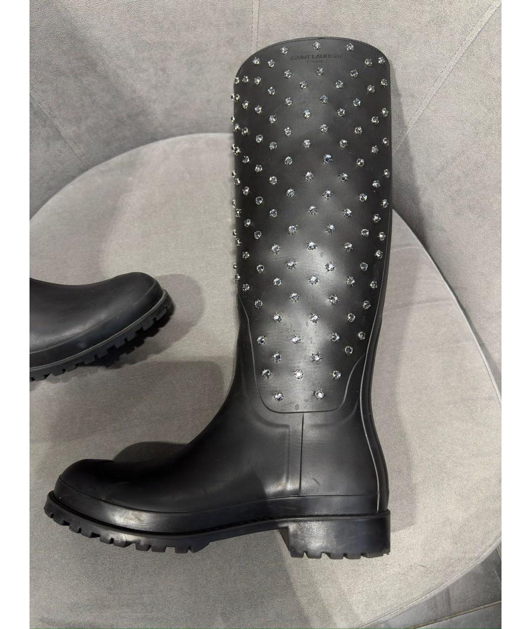 SAINT LAURENT Черные резиновые сапоги, фото 7