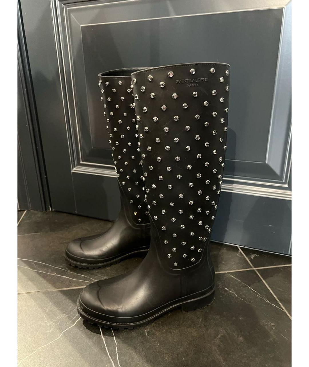 SAINT LAURENT Черные резиновые сапоги, фото 3