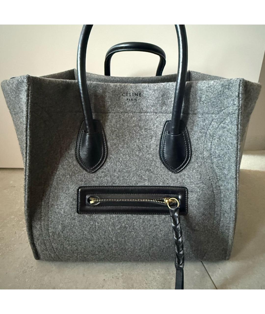 CELINE Антрацитовая сумка с короткими ручками, фото 5