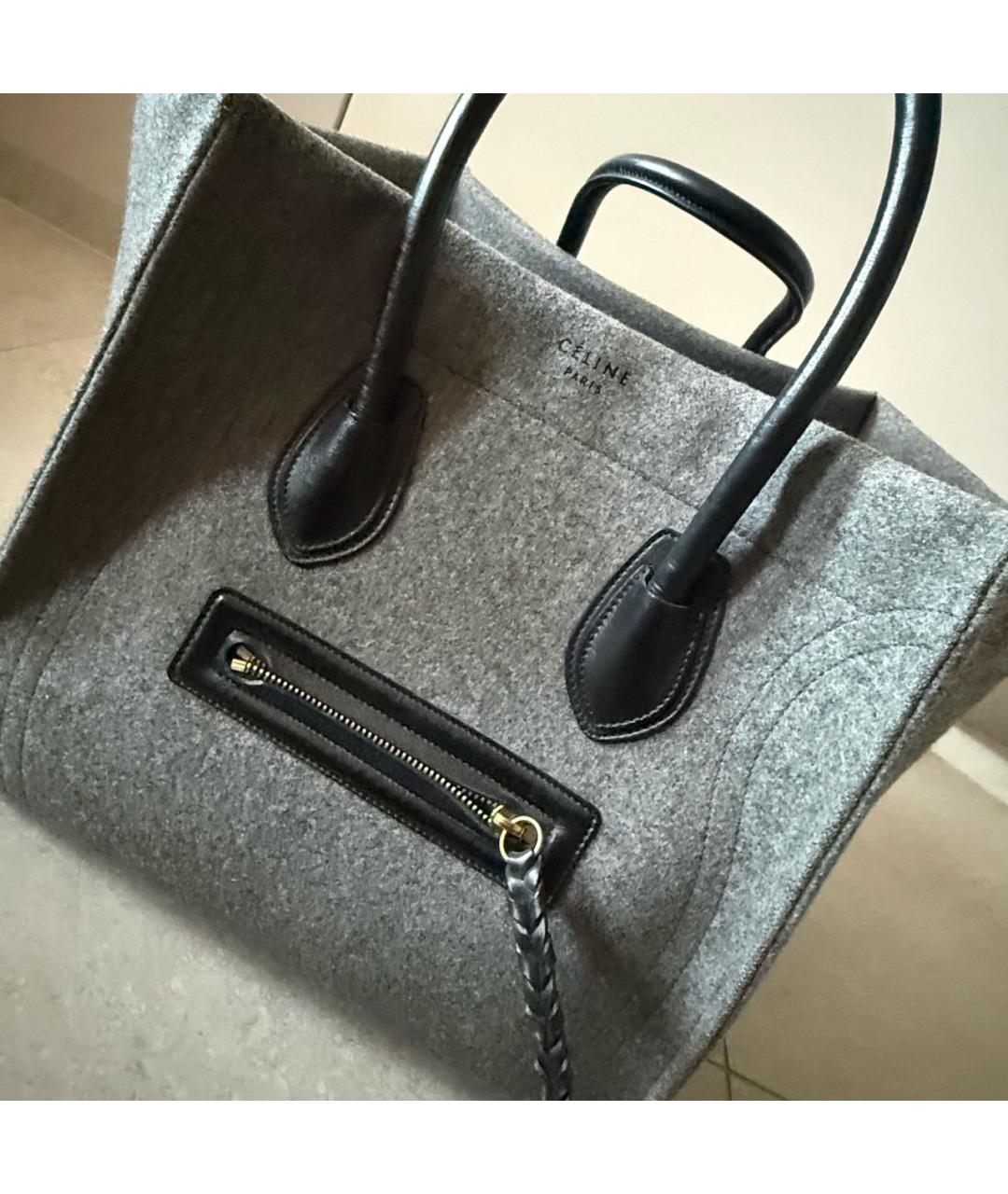 CELINE Антрацитовая сумка с короткими ручками, фото 2