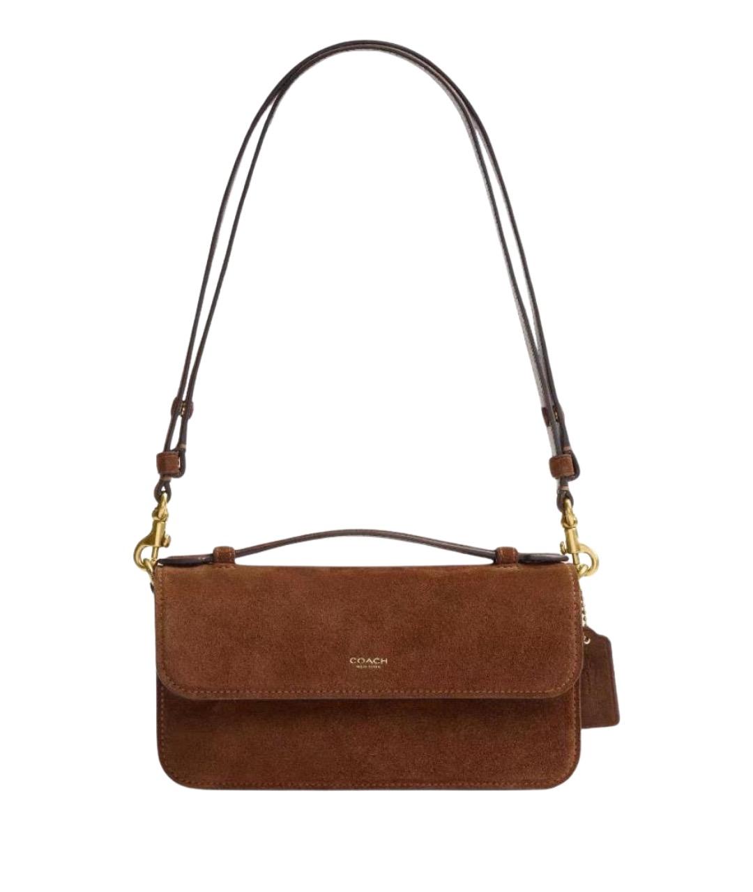 COACH Коричневая замшевая сумка через плечо, фото 1