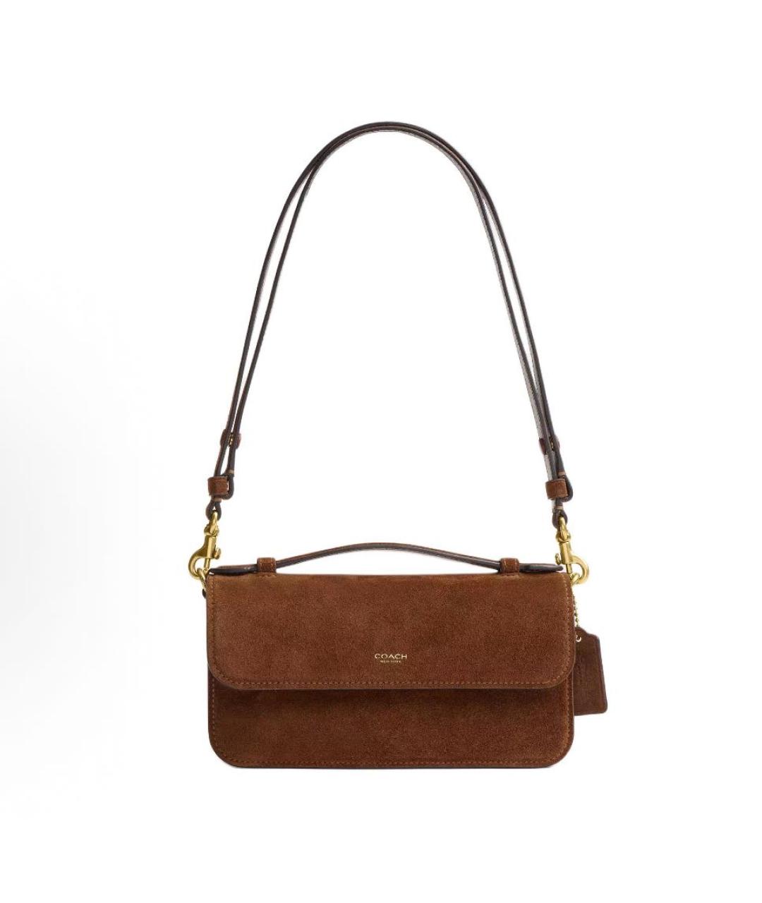 COACH Коричневая замшевая сумка через плечо, фото 9