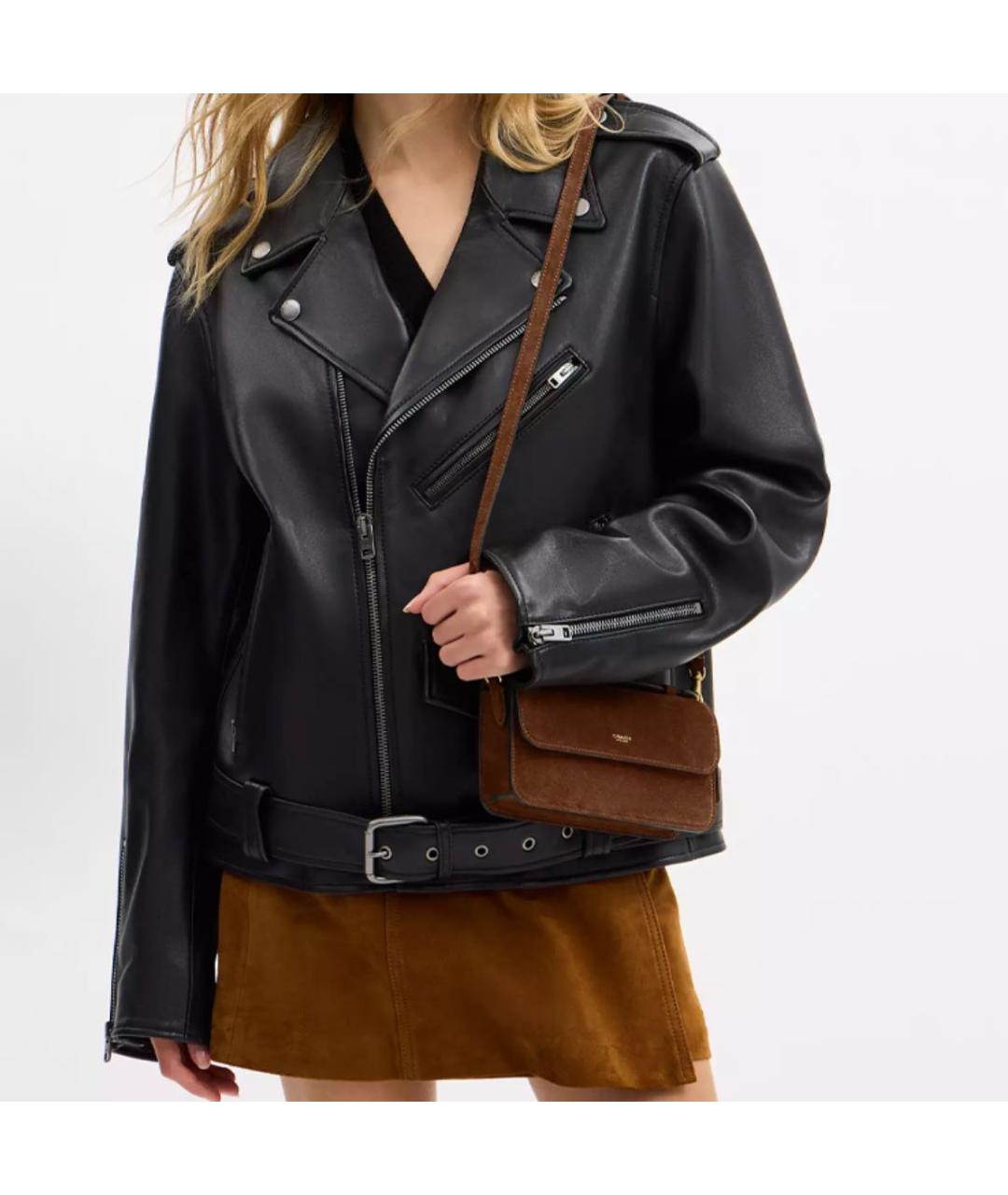 COACH Коричневая замшевая сумка через плечо, фото 5