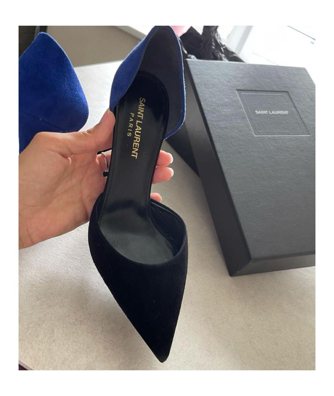 SAINT LAURENT Черные замшевые туфли, фото 2