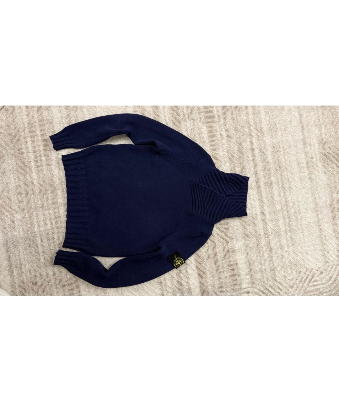 STONE ISLAND Темно-синий шерстяной джемпер / свитер, фото 3