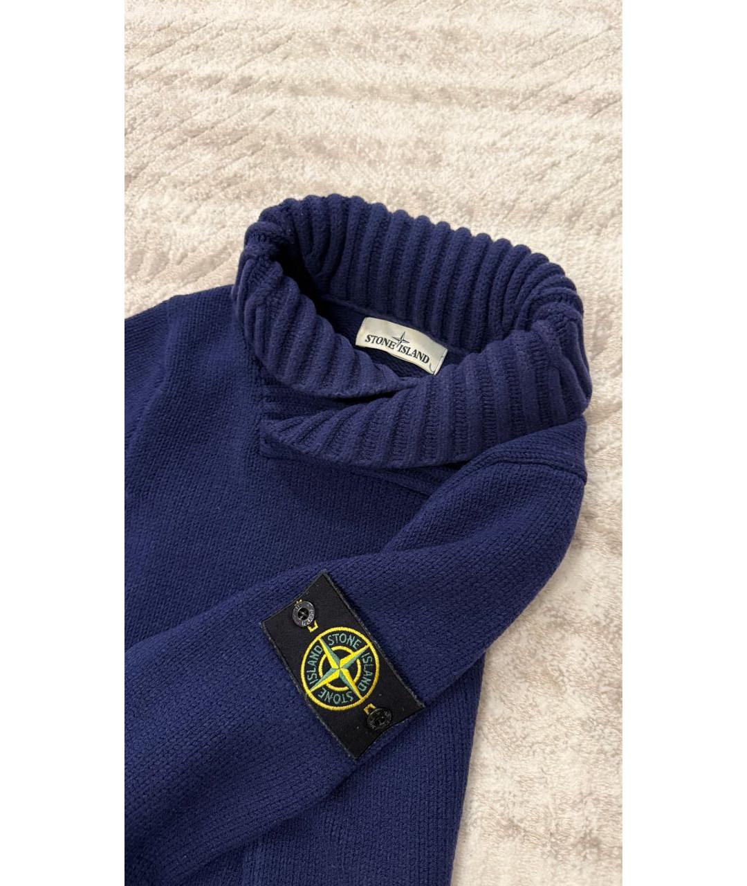 STONE ISLAND Темно-синий шерстяной джемпер / свитер, фото 5