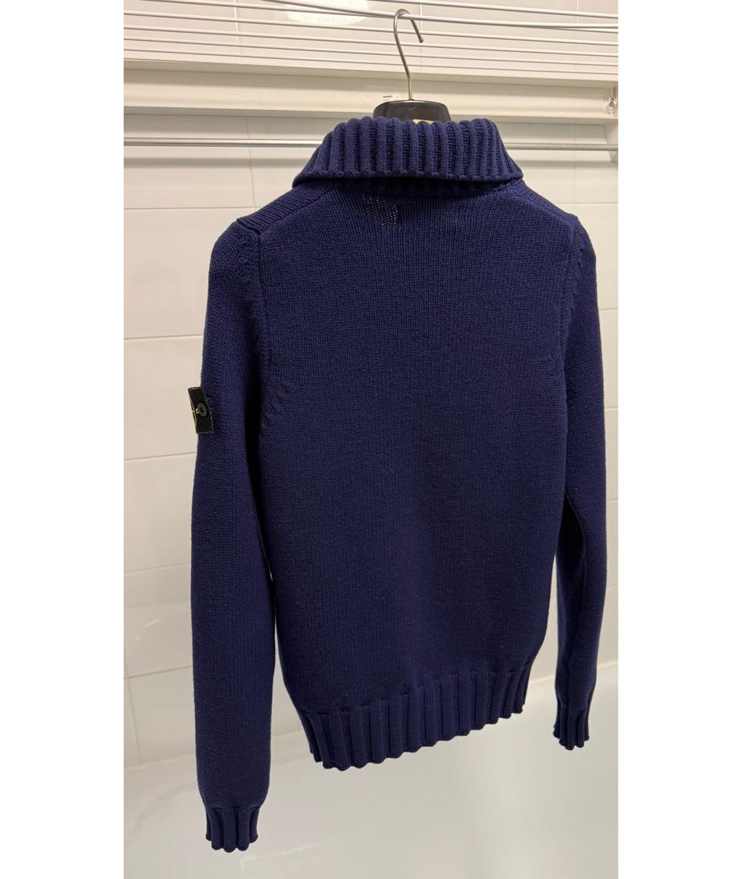 STONE ISLAND Темно-синий шерстяной джемпер / свитер, фото 2