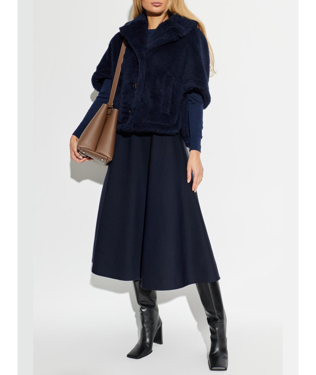 MAX MARA Темно-синее шерстяное пальто, фото 2