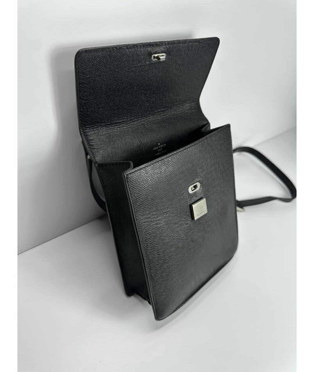 LOUIS VUITTON Черная кожаная сумка на плечо, фото 7