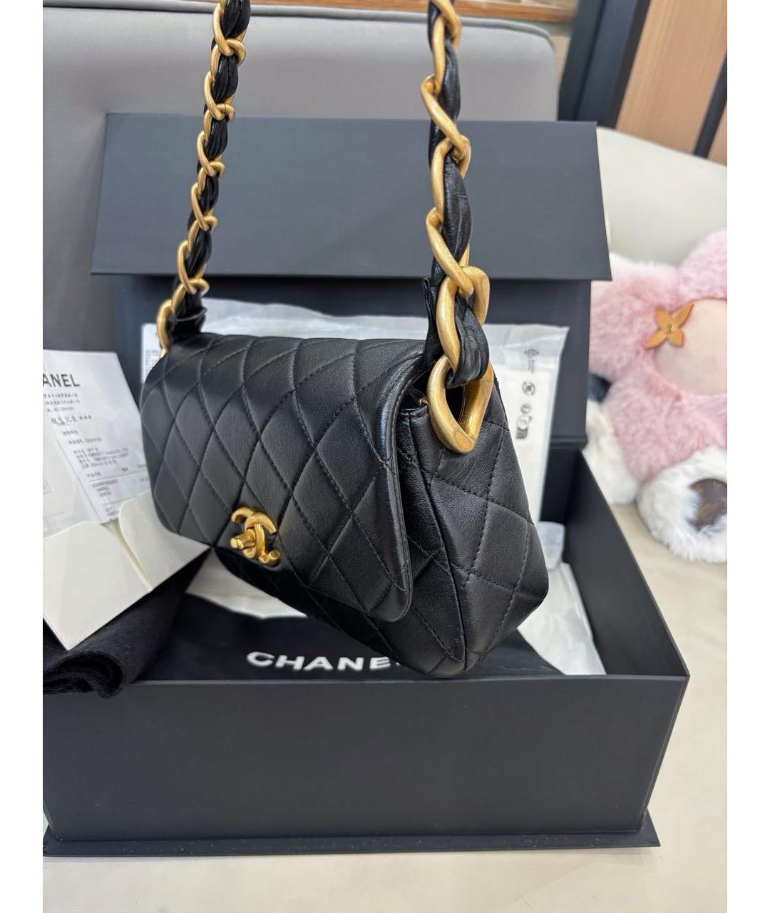 CHANEL Черная кожаная сумка через плечо, фото 4