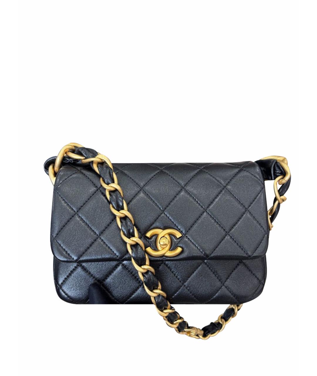 CHANEL Черная кожаная сумка через плечо, фото 1