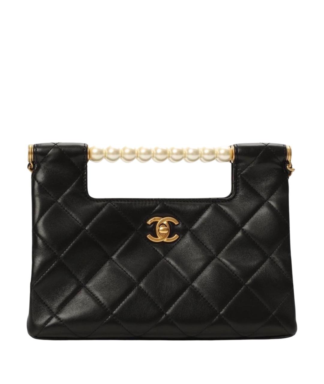 CHANEL Черная кожаная сумка с короткими ручками, фото 1