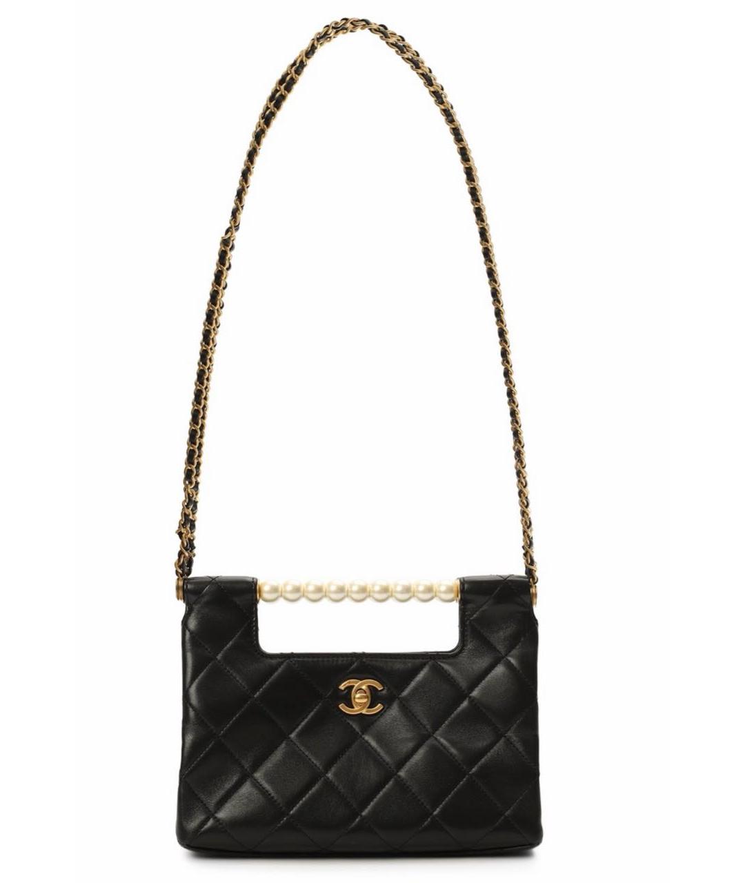 CHANEL Черная кожаная сумка с короткими ручками, фото 6