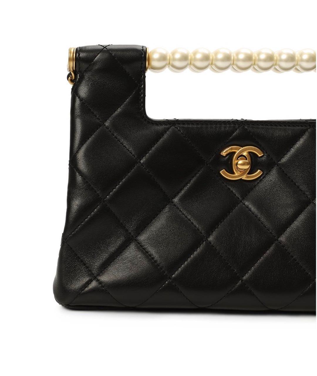 CHANEL Черная кожаная сумка с короткими ручками, фото 8