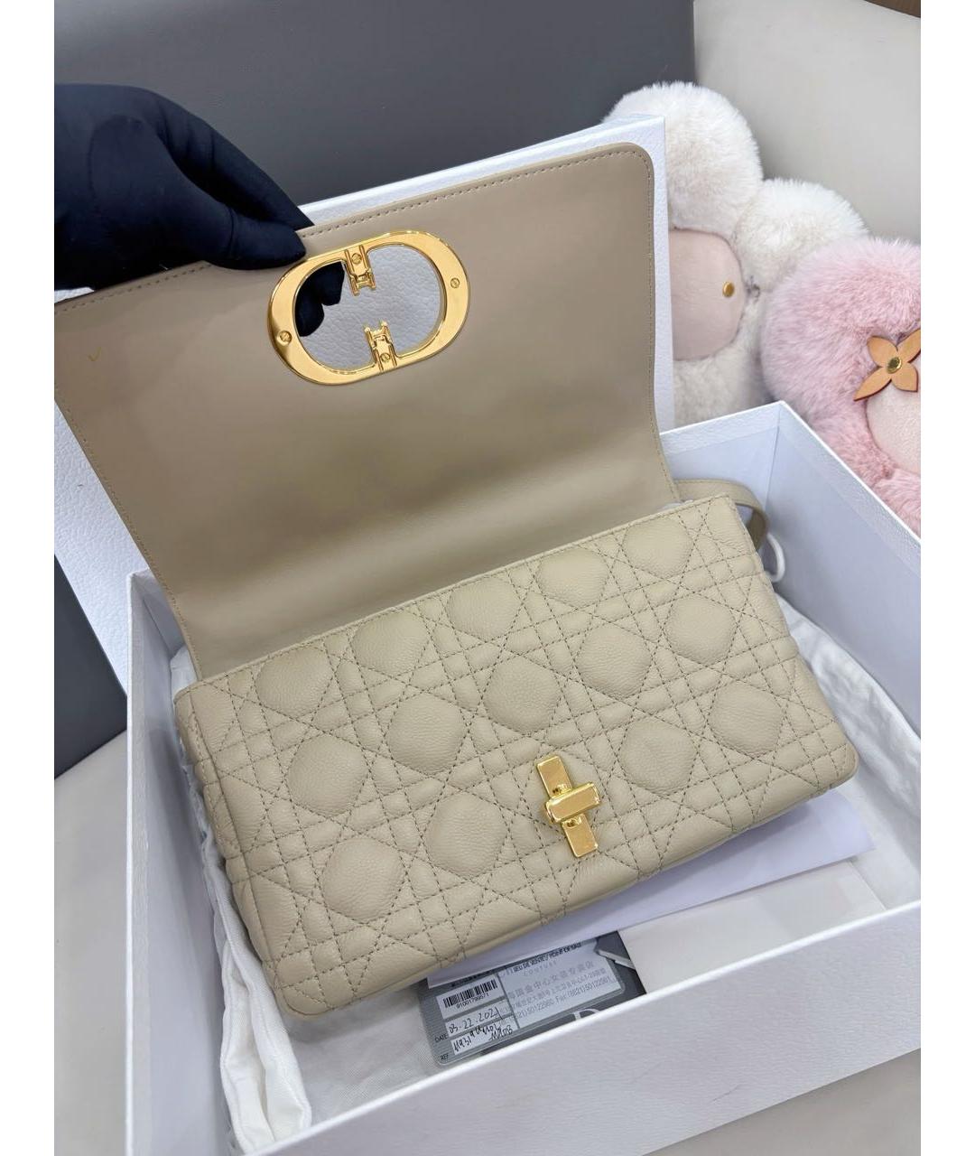 CHRISTIAN DIOR Бежевая кожаная сумка через плечо, фото 7