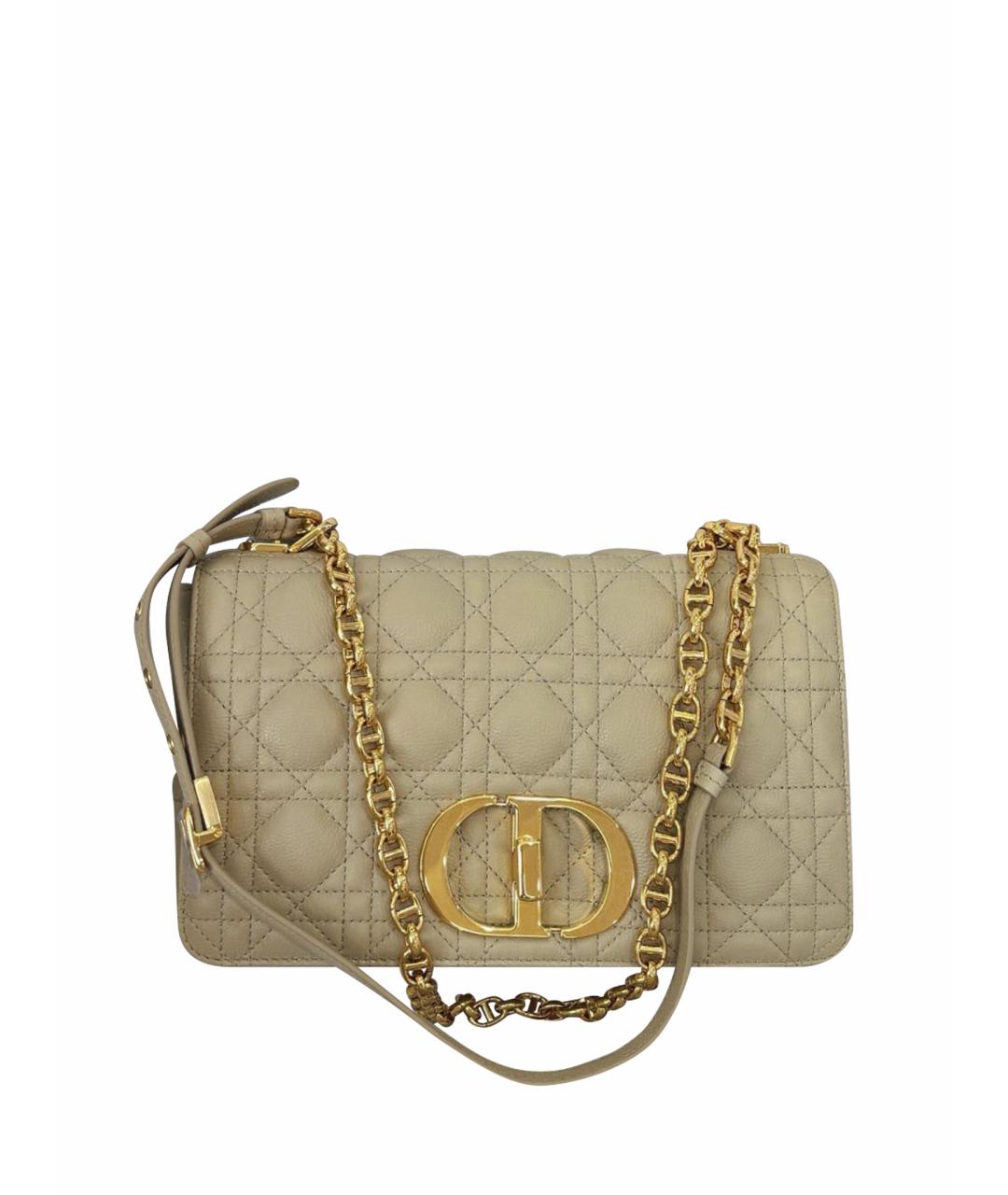 CHRISTIAN DIOR Бежевая кожаная сумка через плечо, фото 1