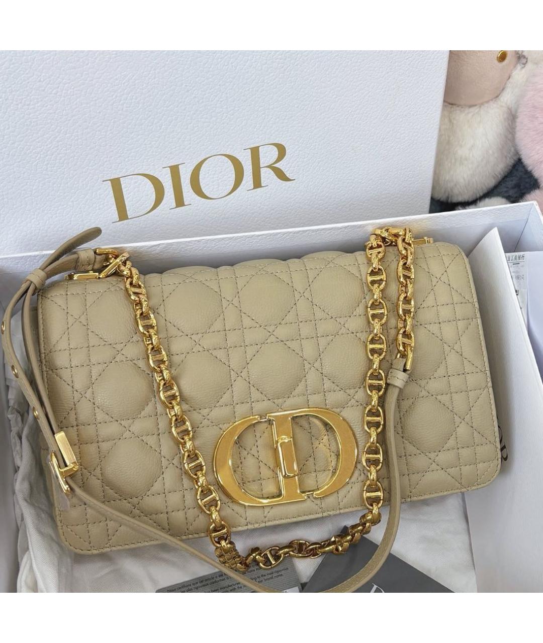 CHRISTIAN DIOR Бежевая кожаная сумка через плечо, фото 9