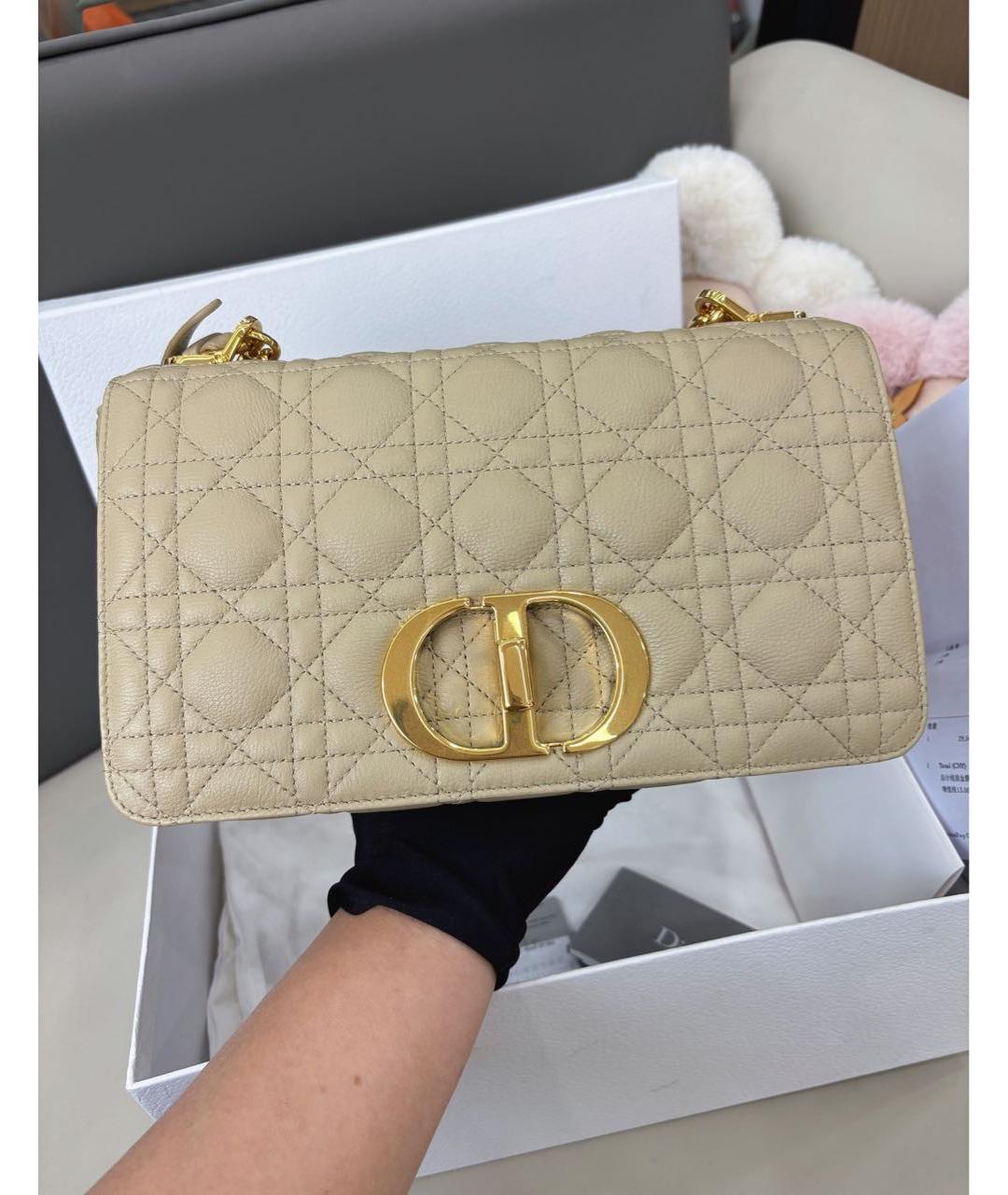 CHRISTIAN DIOR Бежевая кожаная сумка через плечо, фото 2