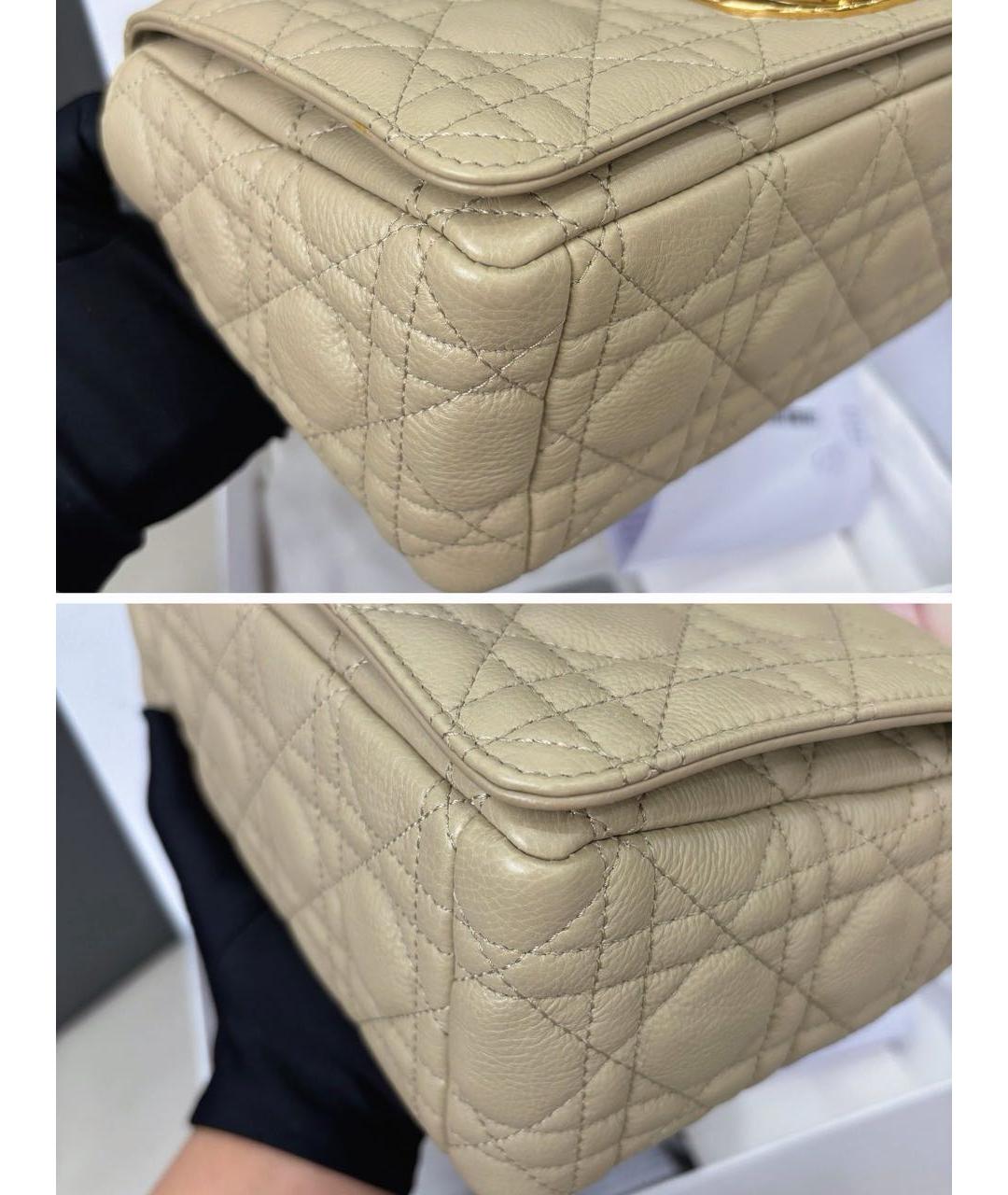 CHRISTIAN DIOR Бежевая кожаная сумка через плечо, фото 5