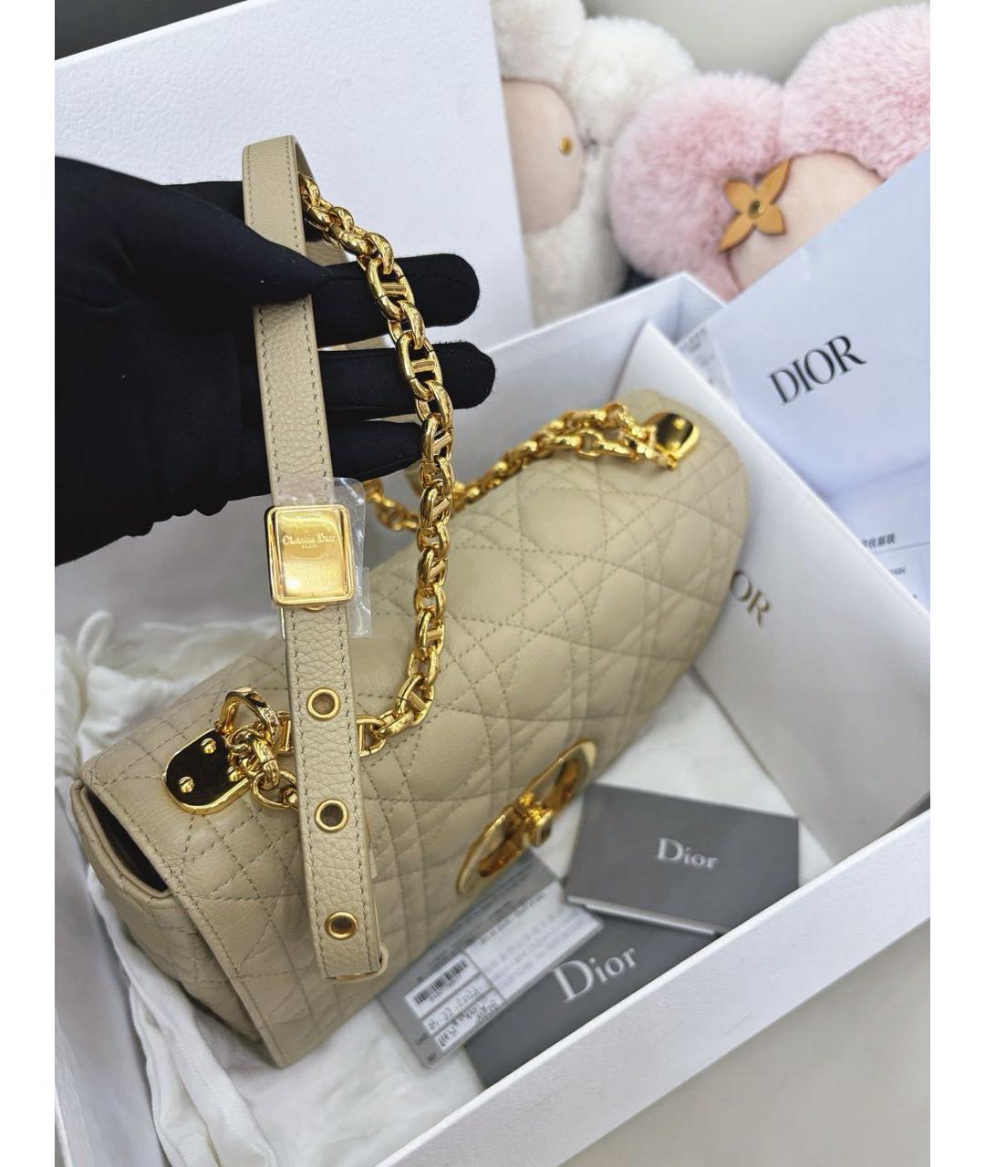CHRISTIAN DIOR Бежевая кожаная сумка через плечо, фото 6