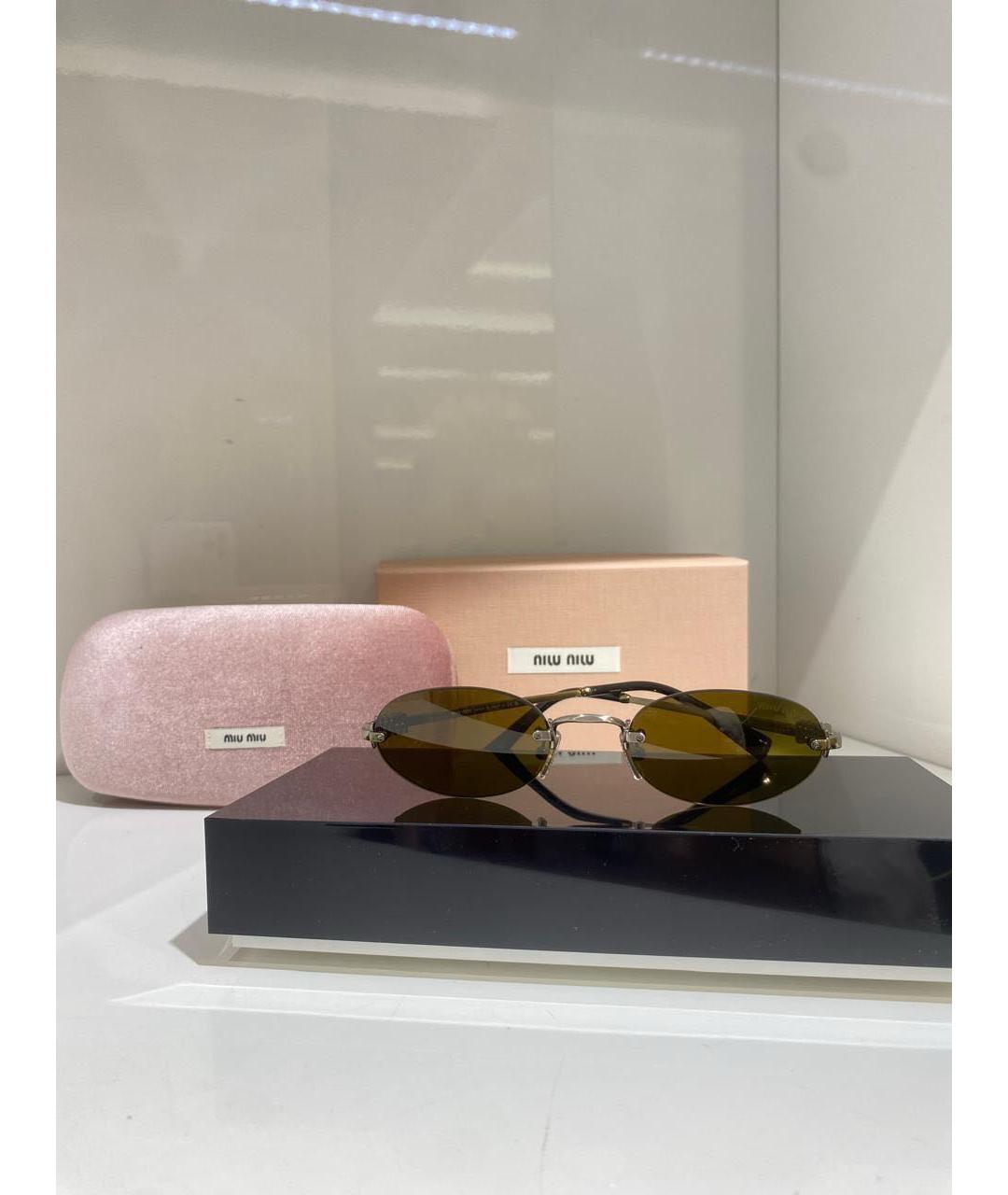 MIU MIU Серебряные металлические солнцезащитные очки, фото 2